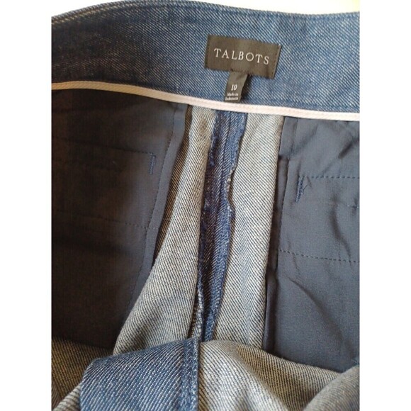 Talbots wide leg cropped denim trousers 10 blue linen blend pants Lagenlook boho - Picture 5 of 13